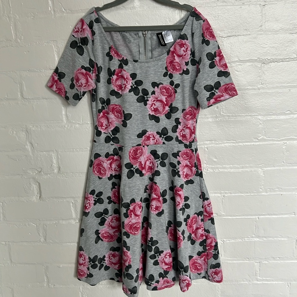 Girls Divided H&M Roses Floral Zip Dress - 8